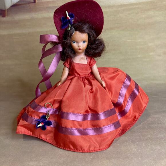 Vintage 50s Nancy Ann Storybook Doll 5.5" Roses Are Red #23 Bisque Painted w/Box - Picture 1 of 7
